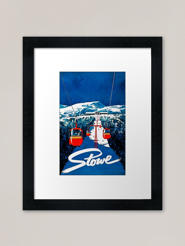 Alternate view of Vintage Stowe gondola winter travel ski poster Framed Art Print