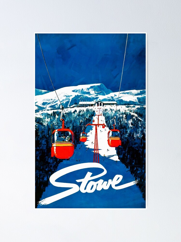 Alternate view of Vintage Stowe gondola winter travel ski poster Poster