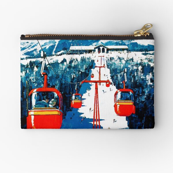 Vintage Stowe gondola winter travel ski poster Zipper Pouch