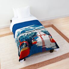 Vintage Stowe gondola winter travel ski poster Comforter