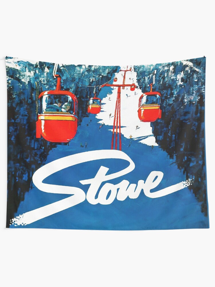 Alternate view of Vintage gondola winter travel ski poster Tapestry