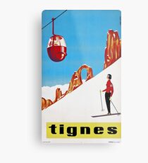 She Skis Alone, Vintage ski sport poster art Metal Print