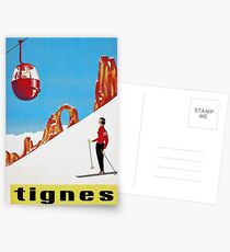 She Skis Alone Vintage ski sport poster Postcards