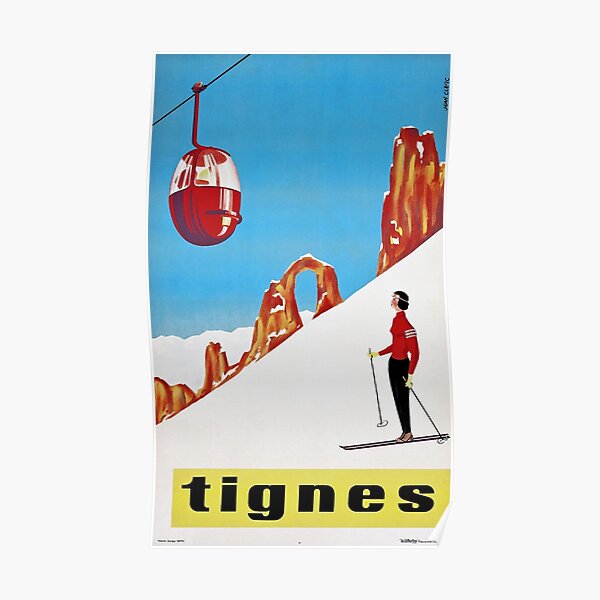 Sie fährt allein Vintages Skisportplakat Ski Poster
