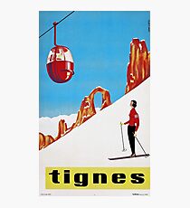 She Skis Alone, Vintage ski sport poster art Photographic Print