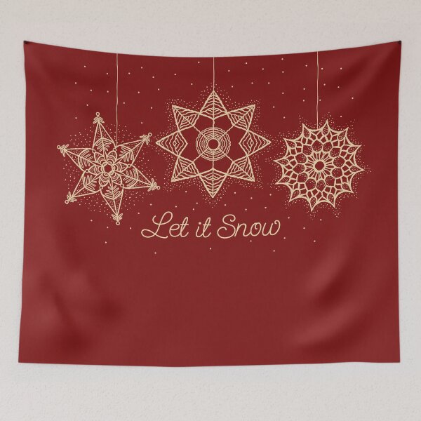Item preview, Let it Snow Christmas gold snowflake illustration. Hand-drawn macrame snowflakes trendy illustration. designed and sold by ChrisiMM.