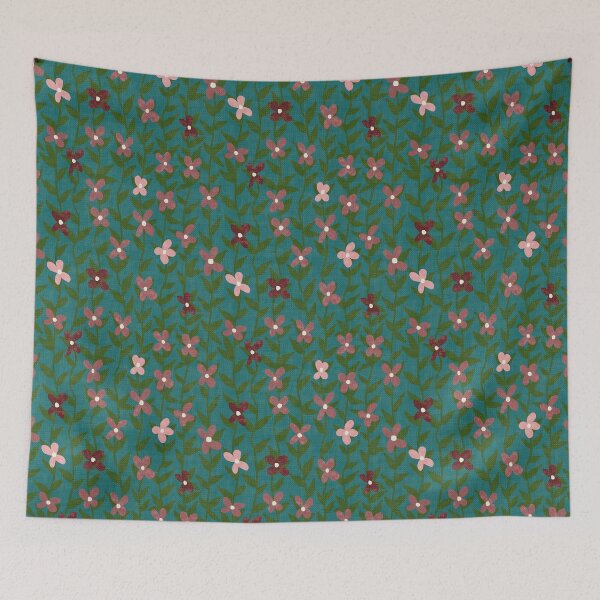 Item preview, Rosy Clematis, Teal designed and sold by Jaima-OLoughlin.