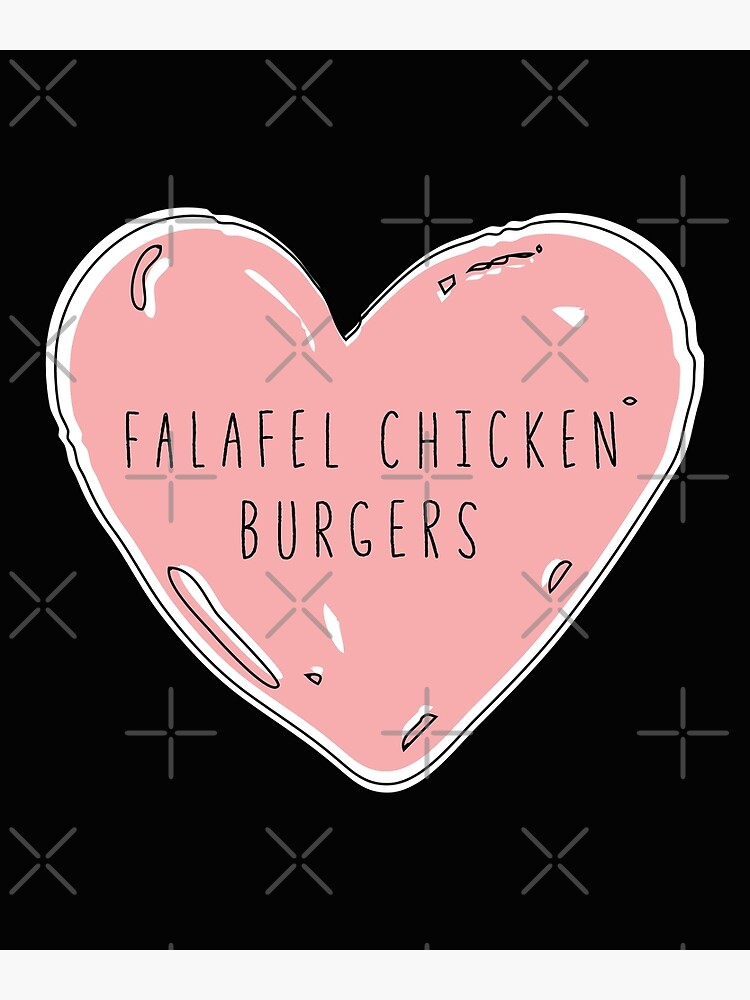 Funny Fast Food Truck Lover I Love Falafel Chicken Burgers Minimal Cute Pink Heart Poster 