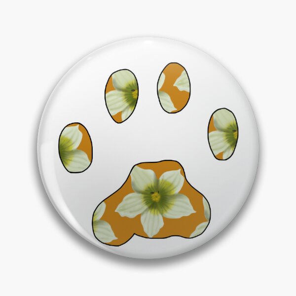 Item preview, Cat paw with Briony flower pattern in orange on white designed and sold by Encie-Designs.