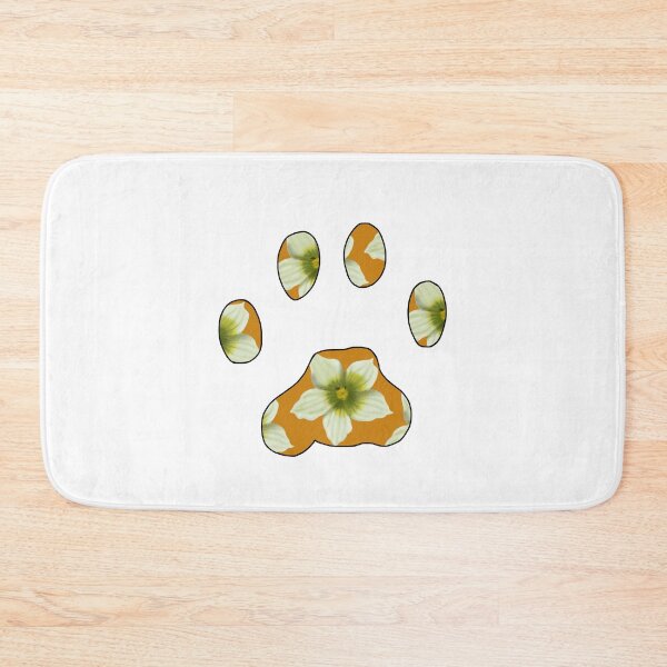 Item preview, Cat paw with Briony flower pattern in orange on white designed and sold by Encie-Designs.