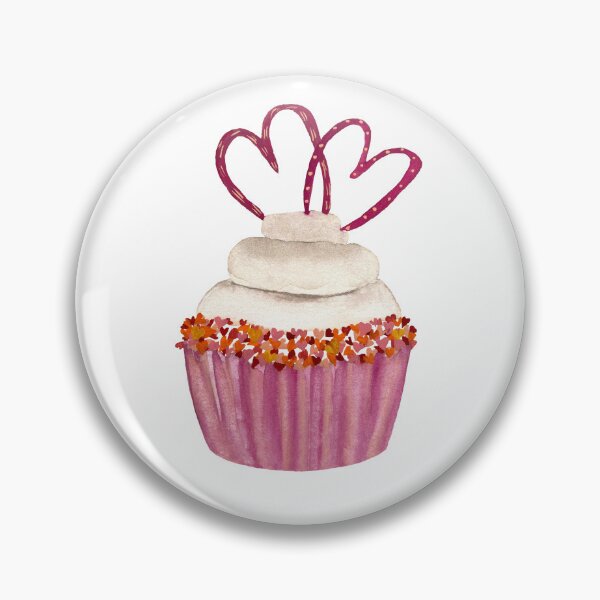 Artikelvorschau, cupcake with heart watercolor illustration entworfen und verkauft von Yana Mustafina | Boho Soulful Designs.