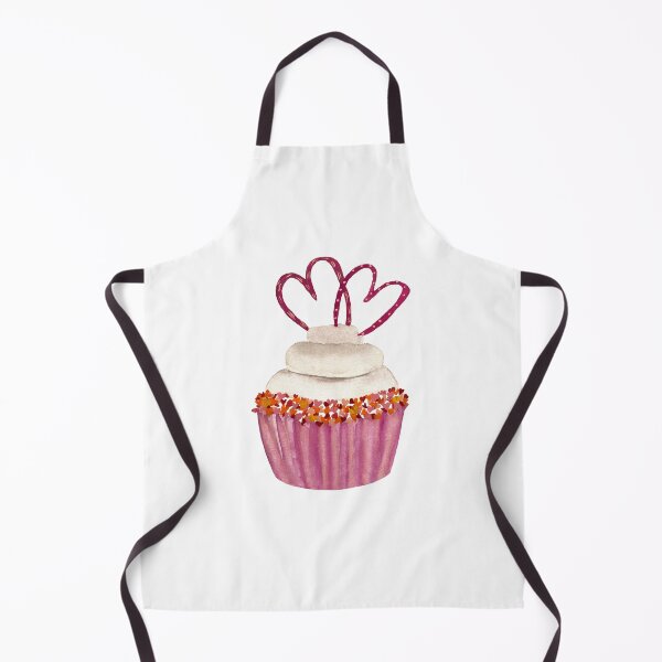 Item preview, cupcake with heart watercolor illustration designed and sold by Yana Mustafina | Boho Soulful Designs.