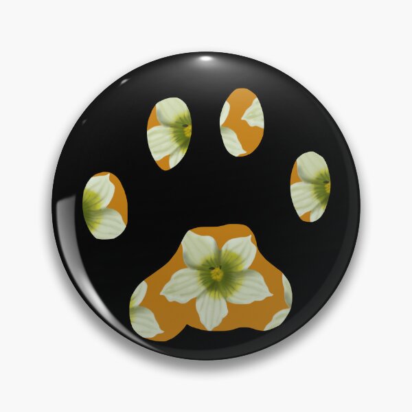 Item preview, Cat paw with Briony flower pattern in orange on black designed and sold by Encie-Designs.