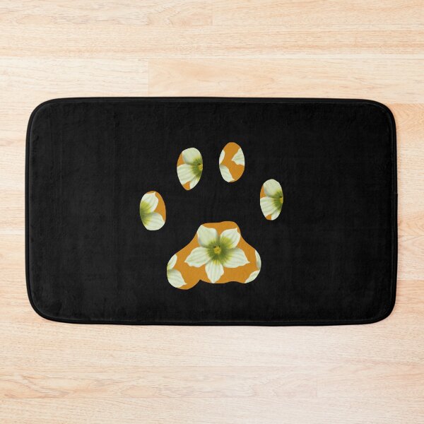Item preview, Cat paw with Briony flower pattern in orange on black designed and sold by Encie-Designs.