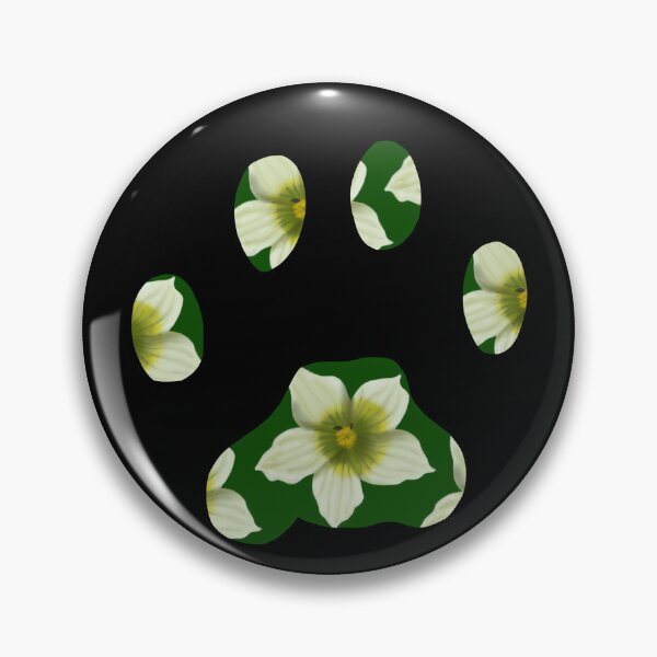 Item preview, Cat paw with Briony flower pattern in green on black designed and sold by Encie-Designs.