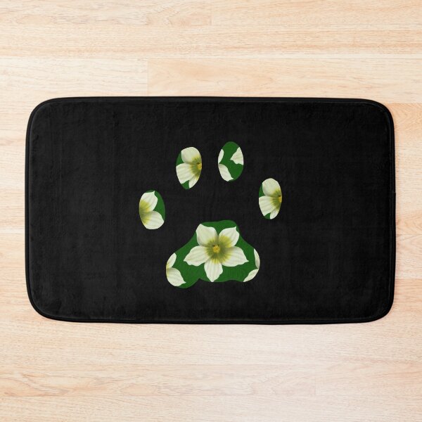 Item preview, Cat paw with Briony flower pattern in green on black designed and sold by Encie-Designs.