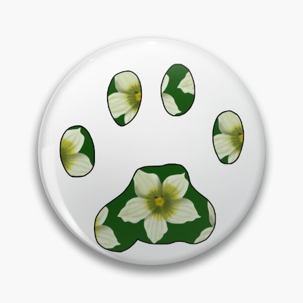 Item preview, Cat paw with Briony flower pattern in green on white designed and sold by Encie-Designs.