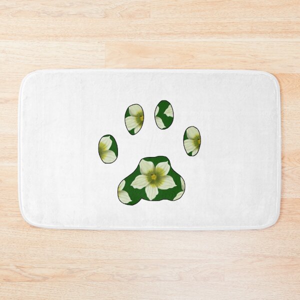 Item preview, Cat paw with Briony flower pattern in green on white designed and sold by Encie-Designs.
