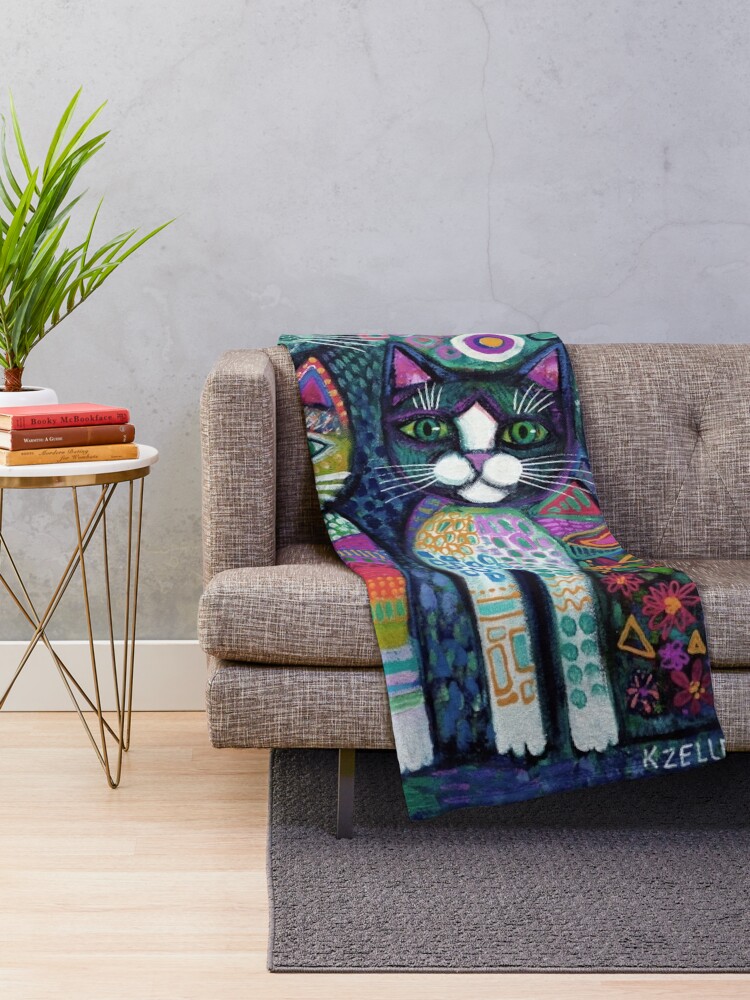 Alternate view of Quirky Cats Throw Blanket