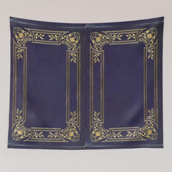 Item preview, Blue leather book cover with gold inlay harp design designed and sold by coverinlove.