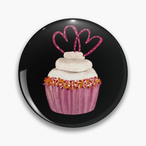 Item preview, Cupcake with heart on black background designed and sold by Yana Mustafina | Boho Soulful Designs.