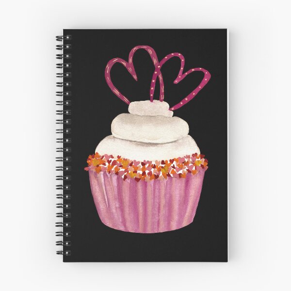 Item preview, Cupcake with heart on black background designed and sold by Yana Mustafina | Boho Soulful Designs.