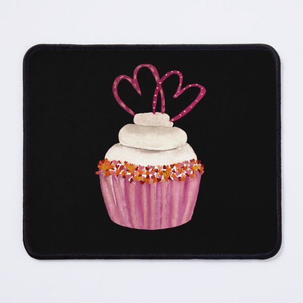 Item preview, Cupcake with heart on black background designed and sold by Yana Mustafina | Boho Soulful Designs.