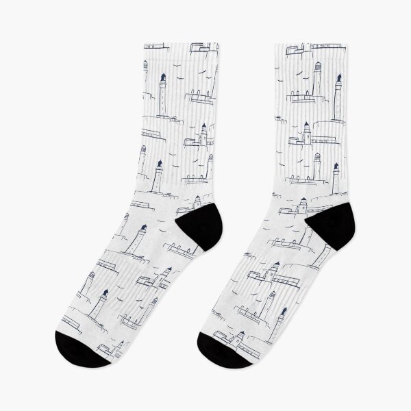 Item preview, Lighthouses Pattern Version 4 - Dark Blue on White designed and sold by seasprayart.