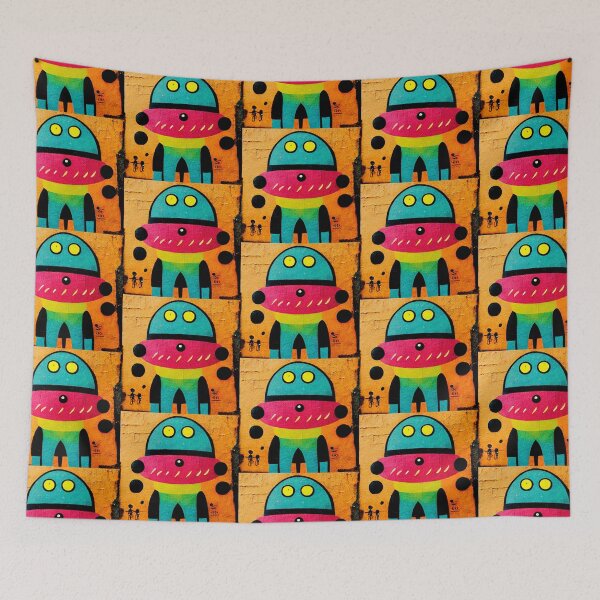 Item preview, Robot Alien Street Art Decoration Colorful Wall Gift designed and sold by LADistrictGarb.