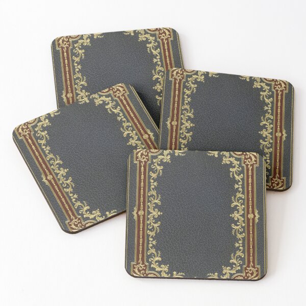 Item preview, Dark BlueBlack and Crimson Brown leather book cover with intricate gold inlay design designed and sold by coverinlove.