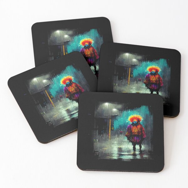 Item preview, Payaso aterrador oscuro Arte callejero de neón Noche lluviosa designed and sold by LADistrictGarb.