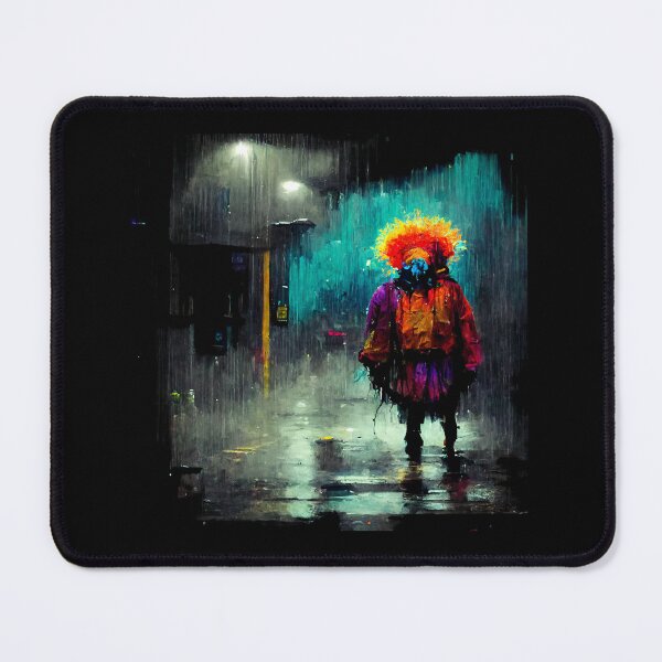 Item preview, Dark Scary Clown Neon Street Art Rainy Night designed and sold by LADistrictGarb.