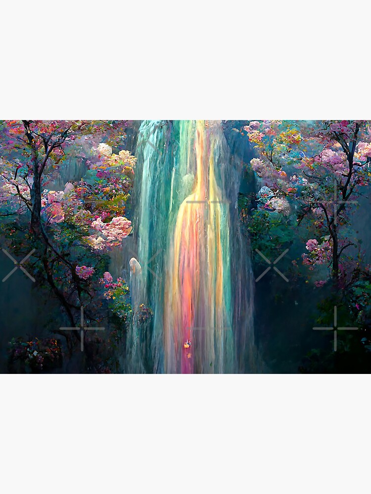 Pastel Room Decor Rainbow Waterfall Abstract Art Print by PrincessArtwork