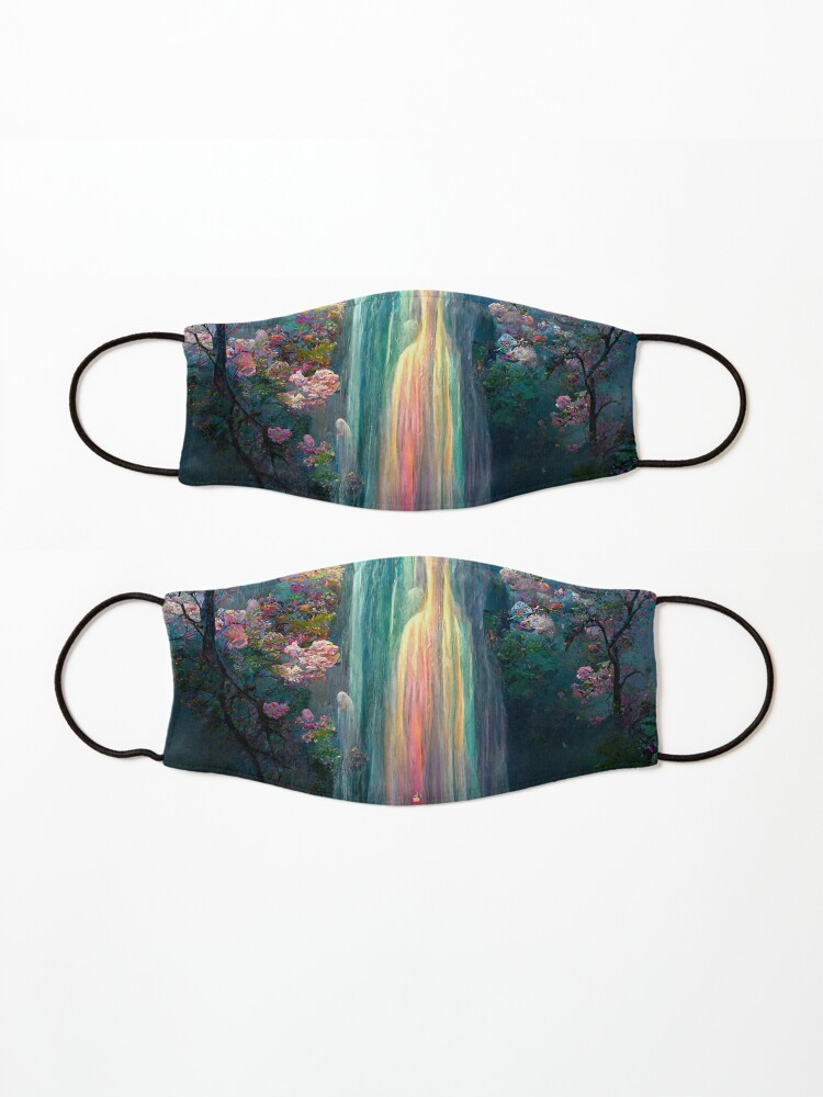 Alternate view of Pastel Room Decor Rainbow Waterfall Abstract Art Print Mask