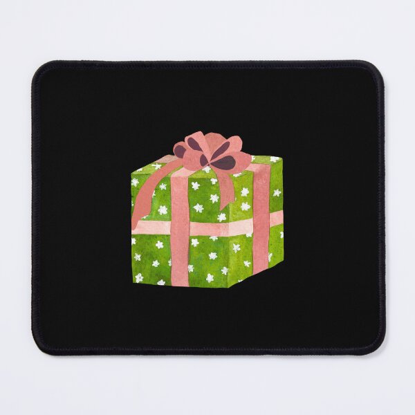 Item preview, Green gift box with flower on black background designed and sold by Yana Mustafina | Boho Soulful Designs.