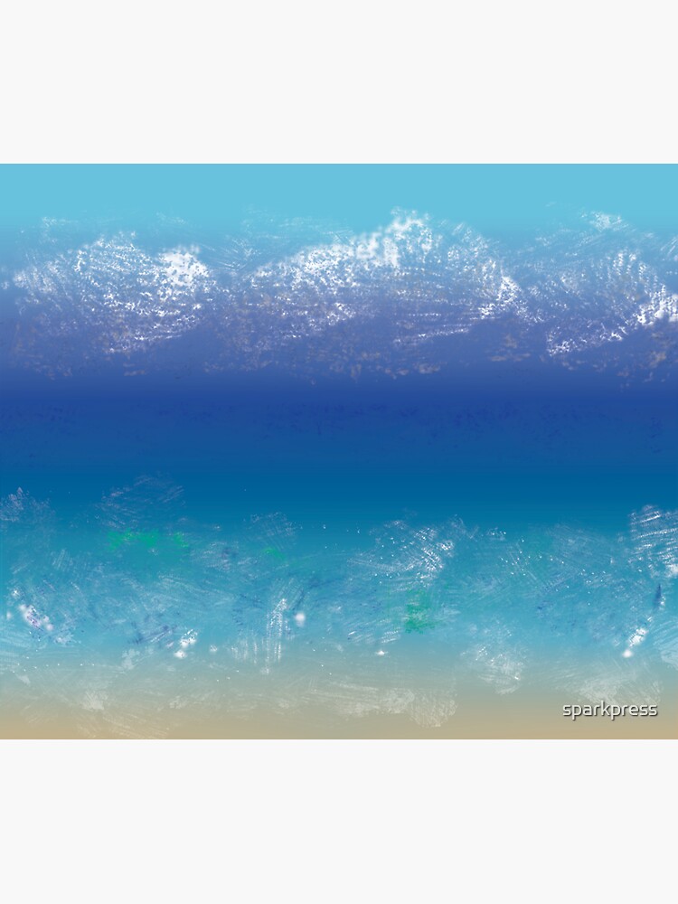 Abstract Teal, Blue Painting, Beach, Mountains by sparkpress