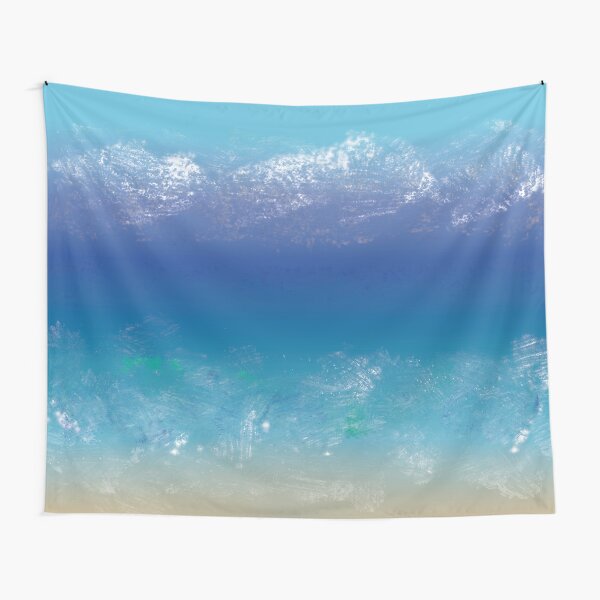 Abstract Teal, Blue Painting, Beach, Mountains Tapestry