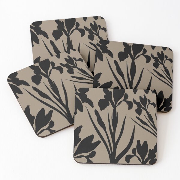 Item preview, Black Flowers Silhouette Pattern On Vintage Beige Brown II designed and sold by Irina Sztukowski.