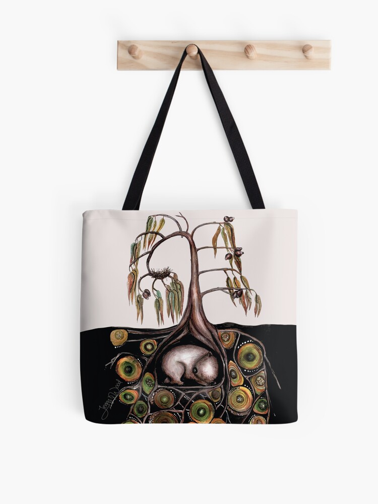 Thumbnail 1 of 2, Tote Bag, What's in the wombat burrow? designed and sold by dishmoptop.