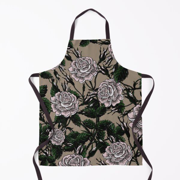 Item preview, Black And Creamy Pink Rose Flowers Silhouette Pattern On Vintage Beige Brown designed and sold by Irina Sztukowski.