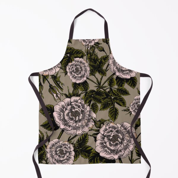 Item preview, Black And Creamy Pink Roses Flowers Silhouette Pattern On Vintage Beige Brown designed and sold by Irina Sztukowski.