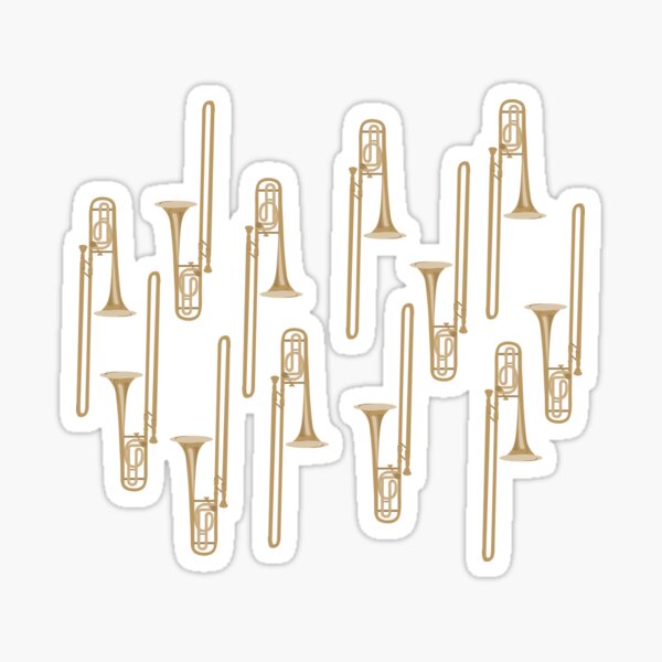 Trombone on black upright Sticker