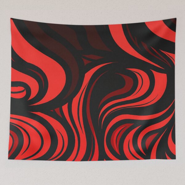Item preview, Minimalist Red Lines and Waves on Black Background  designed and sold by Evolvity.