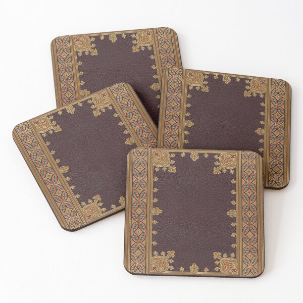 Item preview, Dark brown leather book cover with colored inlay border design  designed and sold by coverinlove.