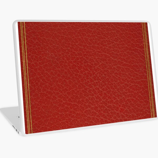 Red embossed leather book cover with gold inlay border design