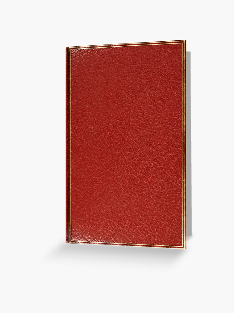 Red leather book cover with simple gold inlay border design | Hardcover  Journal