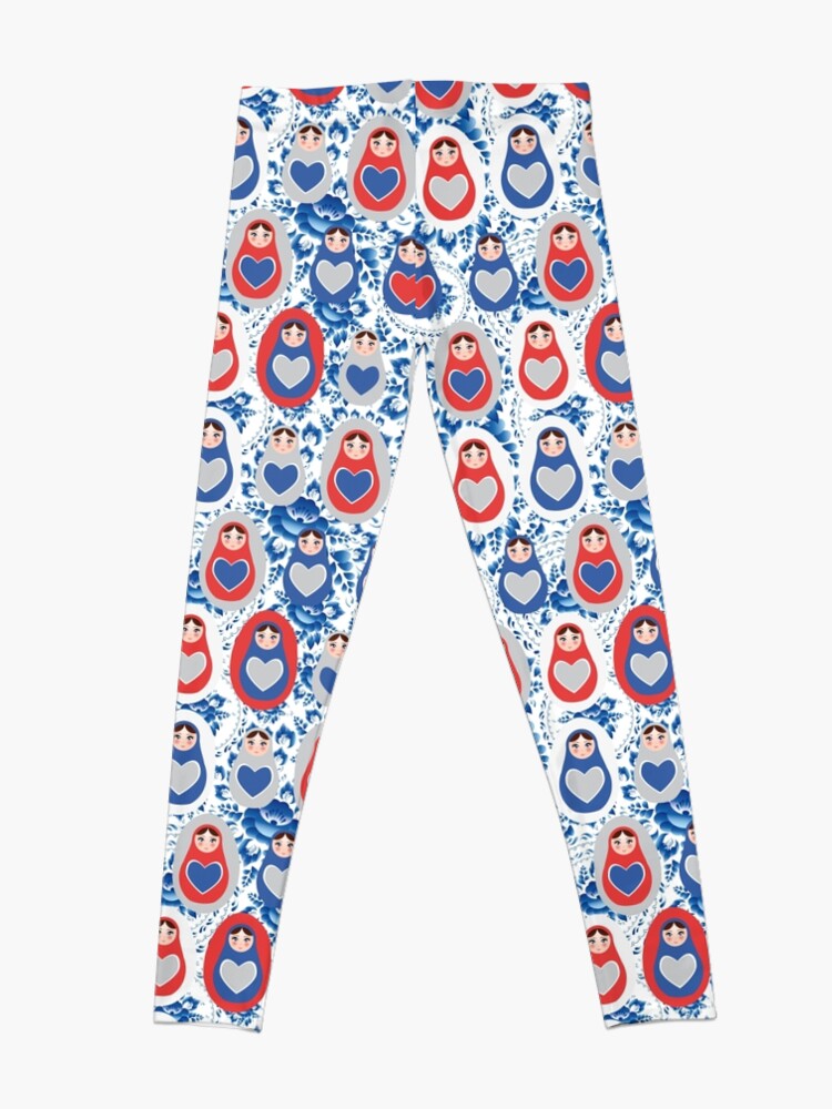 Alternate view of Russian Matryoshka with hearts Leggings