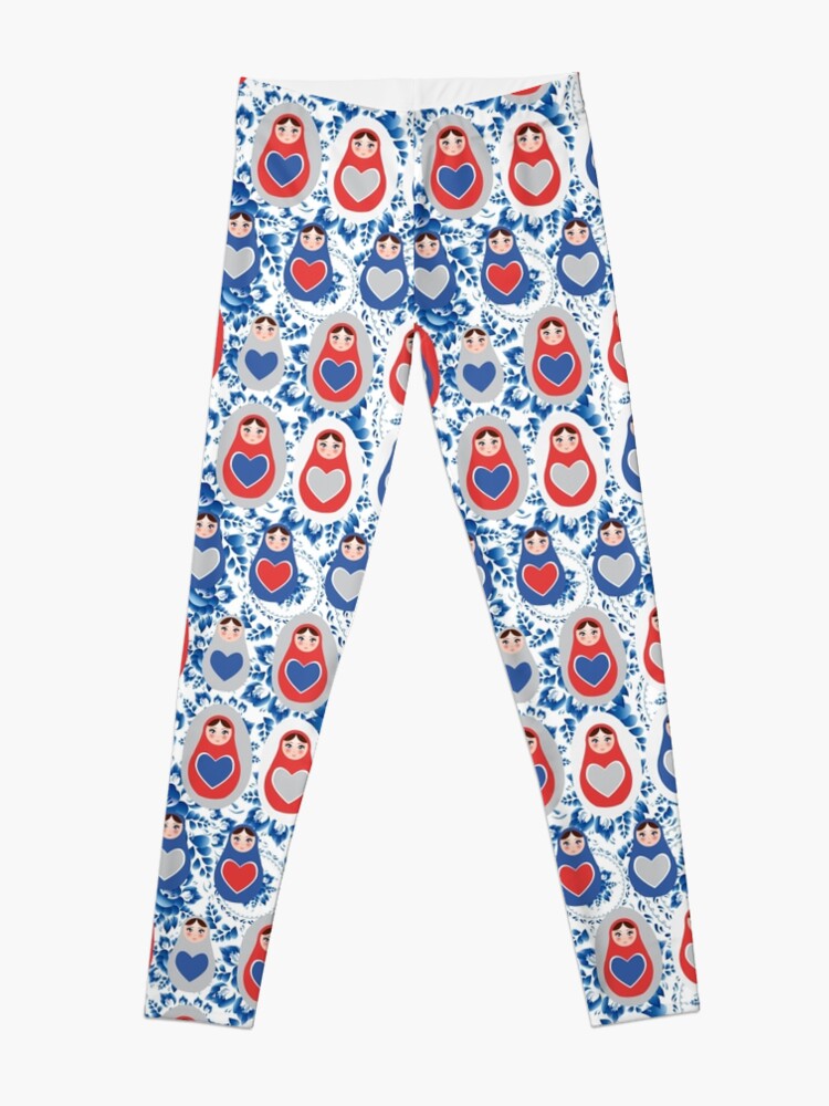 Alternate view of Russian Matryoshka with hearts Leggings