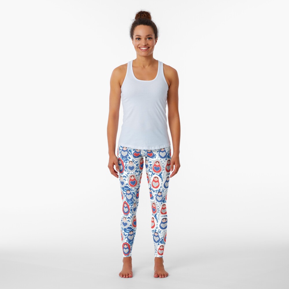 Russian Matryoshka with hearts Leggings
