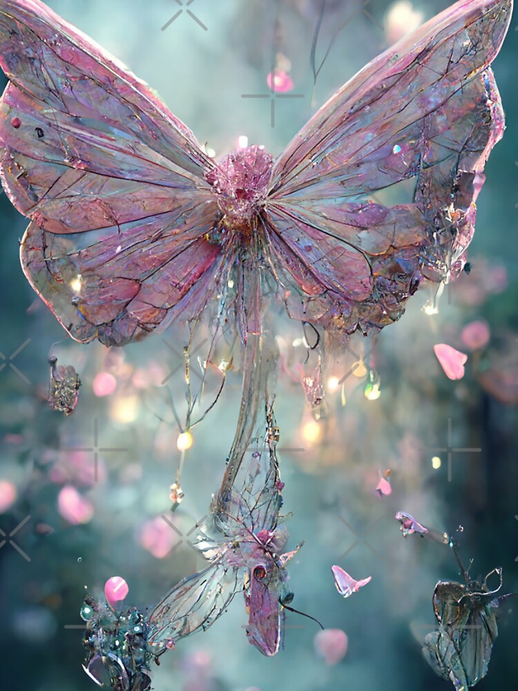 Crystal Pink Butterfly Room Decor Rainbow Waterfall Abstract Art Print by PrincessArtwork